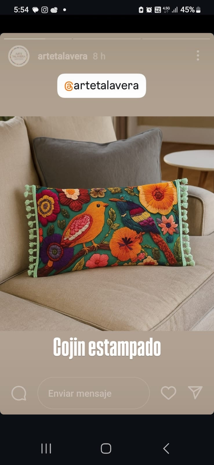 Cojín otomi estampado