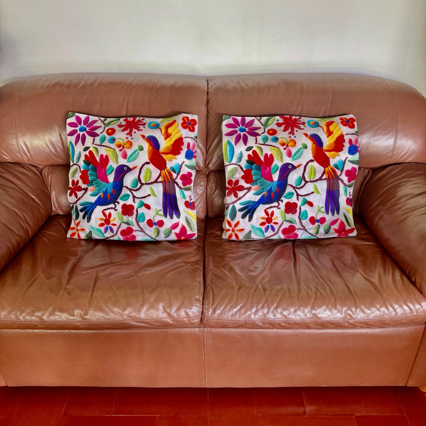Cojín estampado pájaros por los dos lados