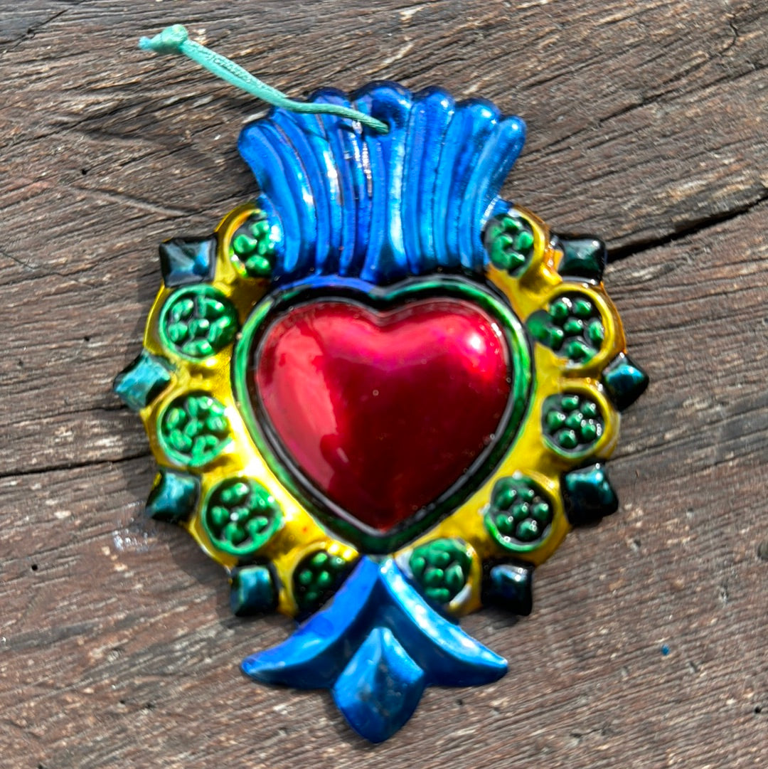 Corazón hojalata rojo centro