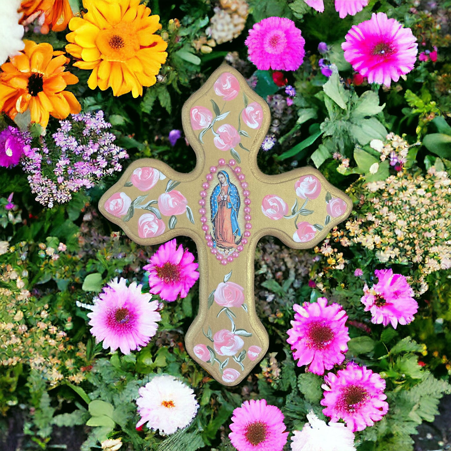 Cruz decorada madera