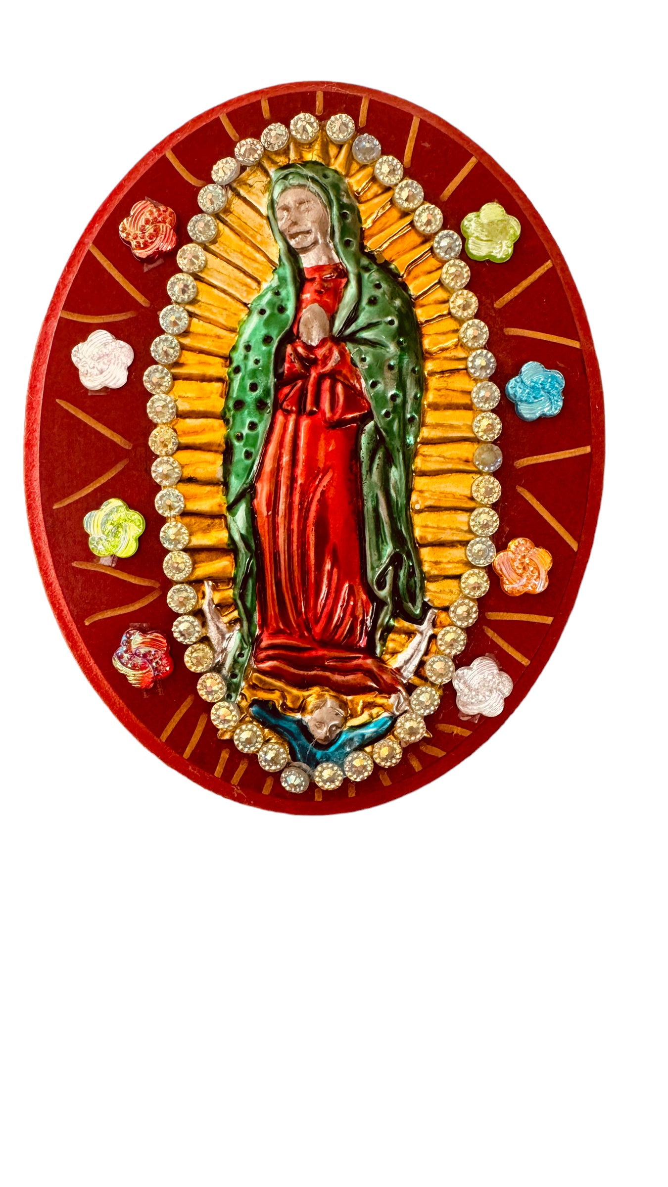 Virgen Guadalupe en madera imagen en metal