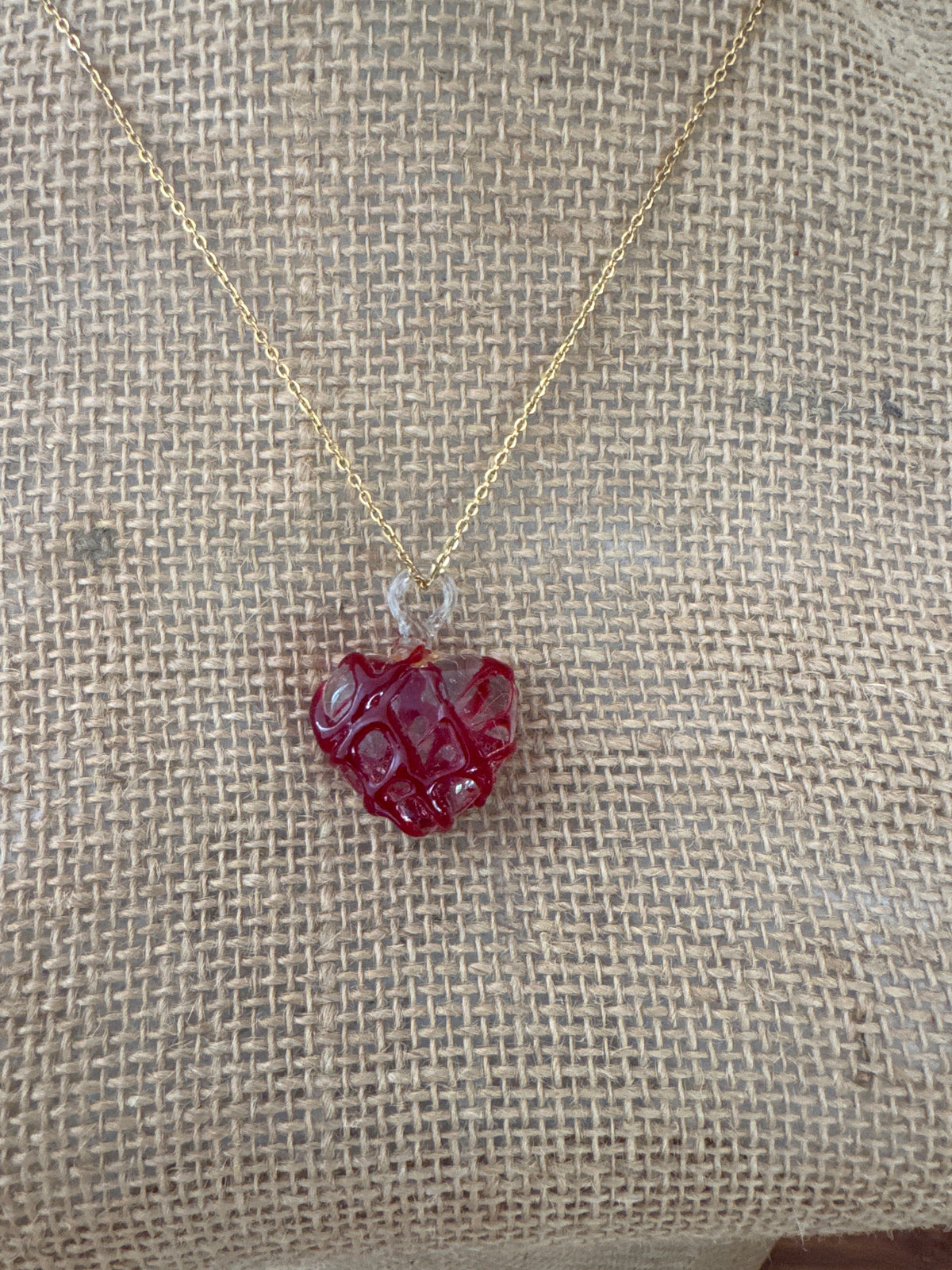 Corazón vidrio soplado con cadena