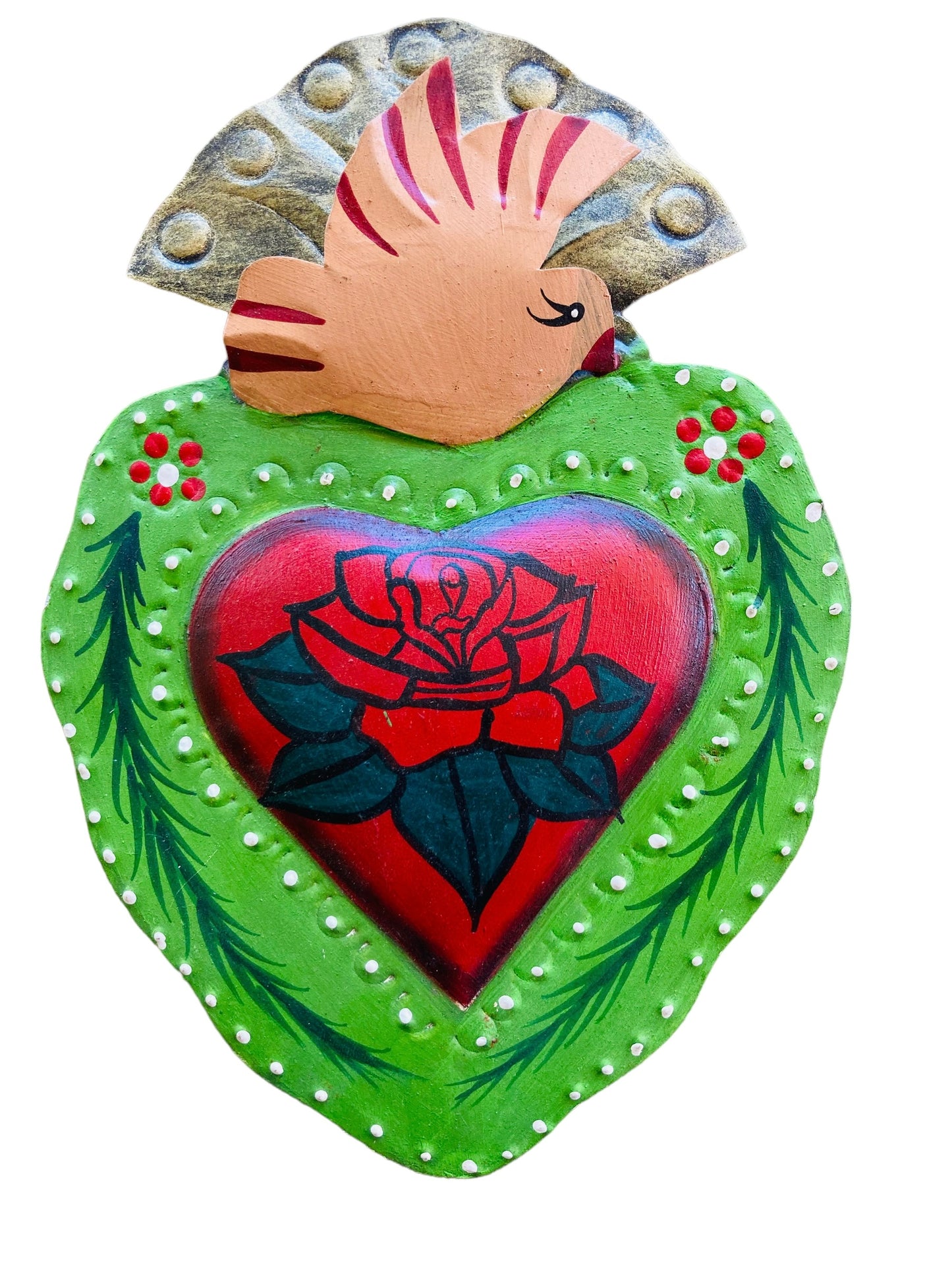 Corazón hojalata  borde verde