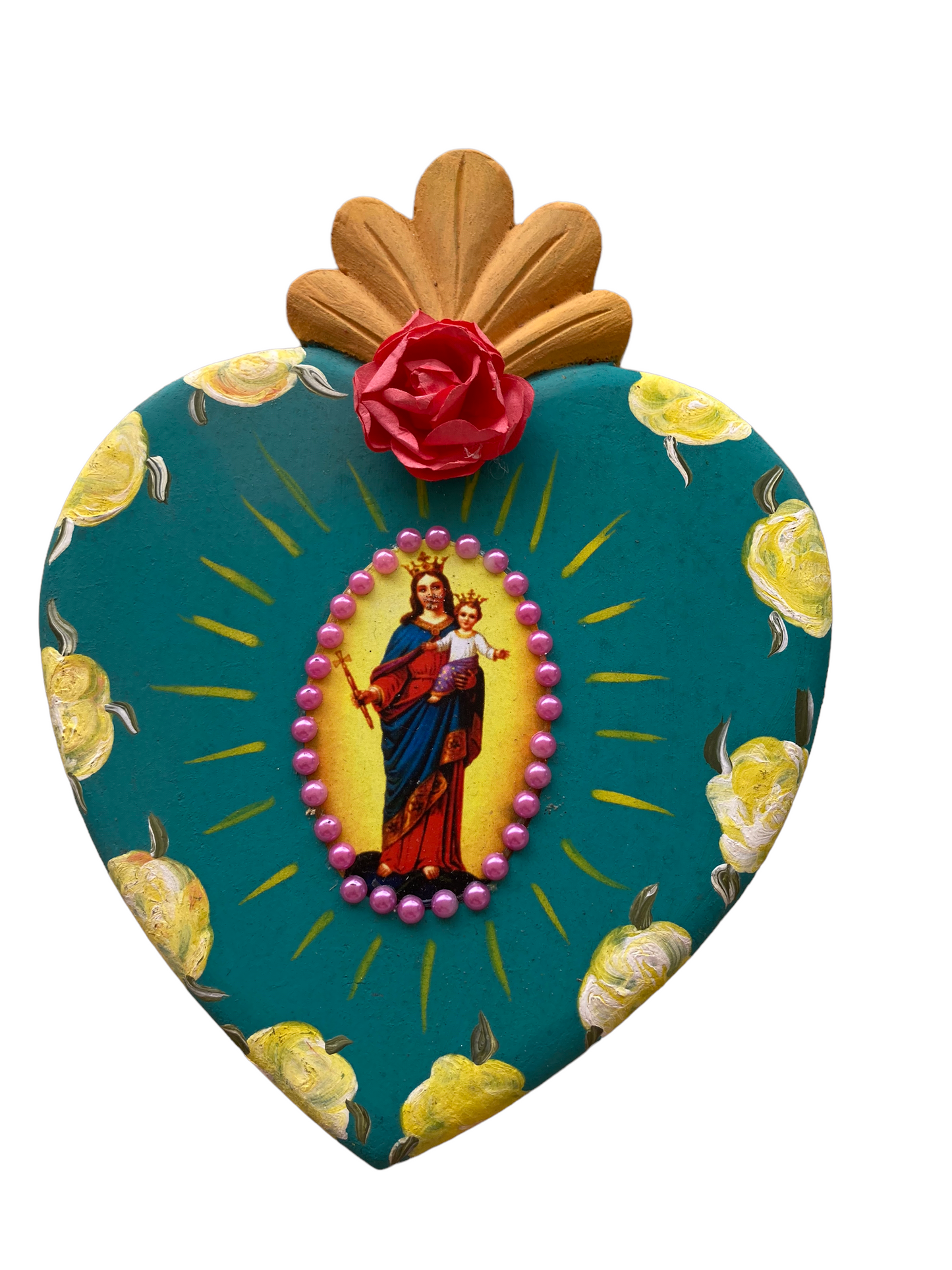 Corazón decoración madera con moño