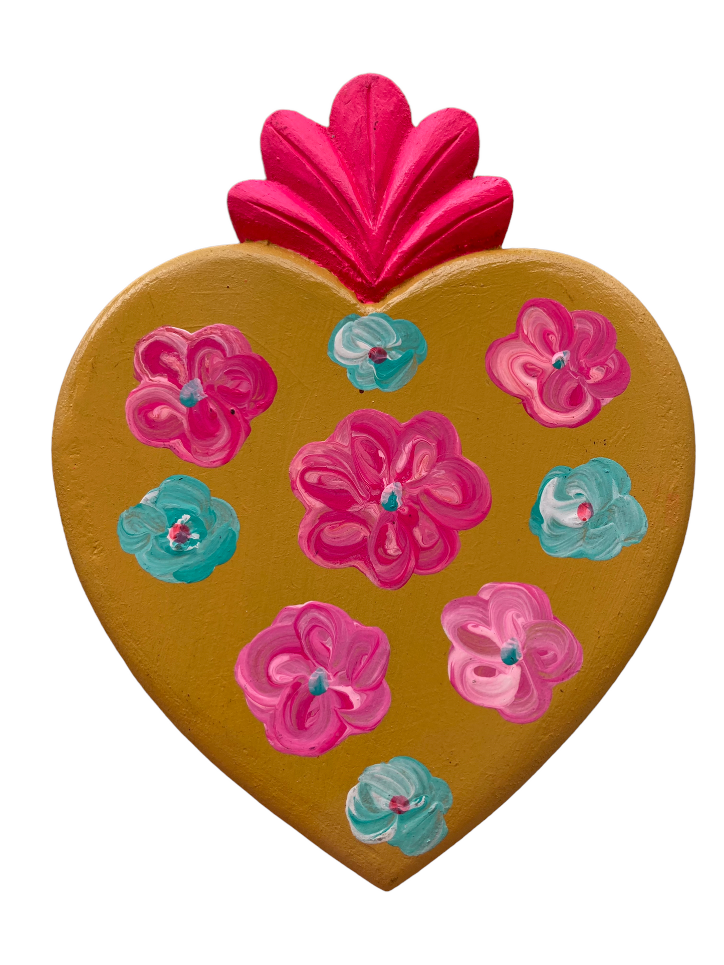 Corazón decoración madera con moño