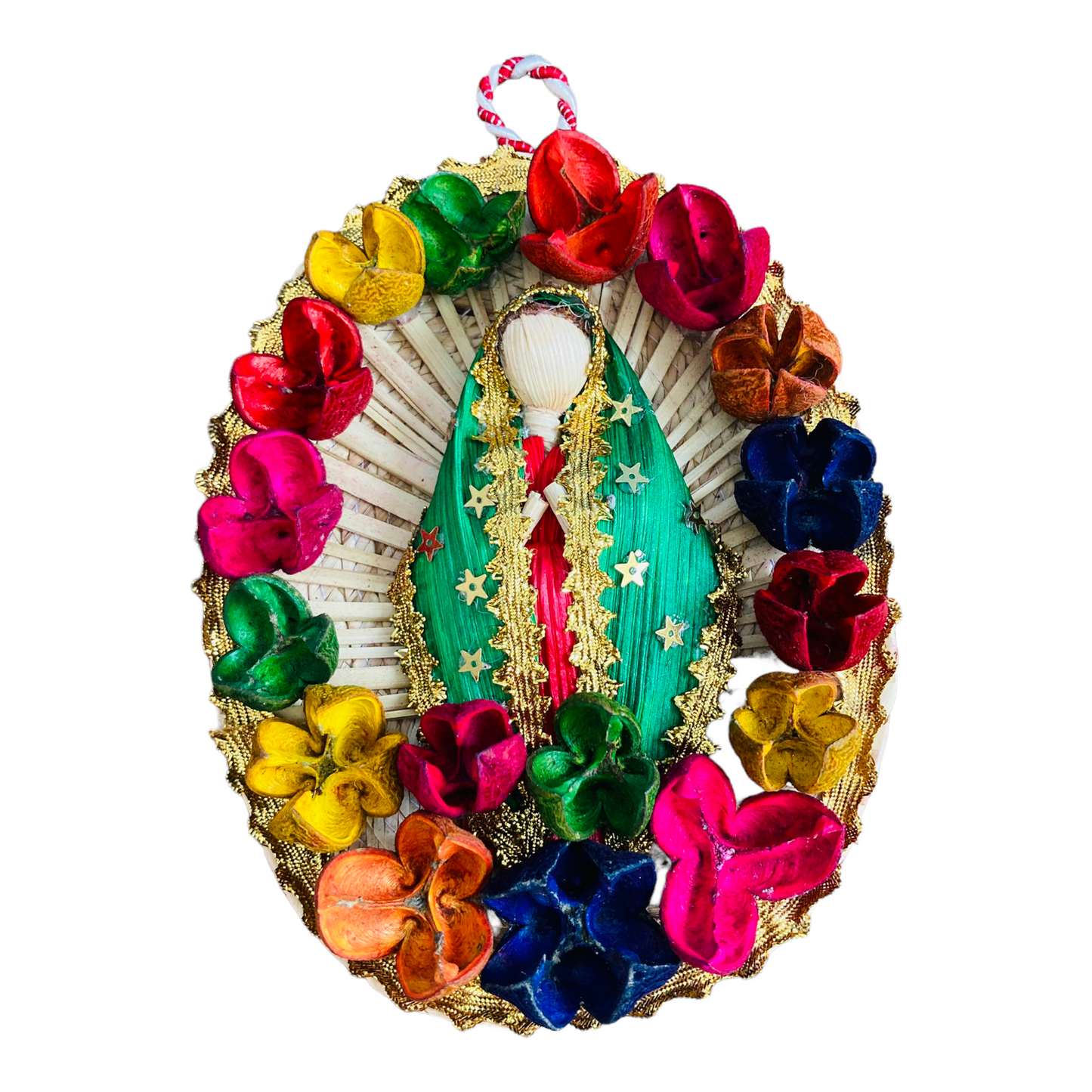 Virgen Guadalupe Peq hoja de maíz