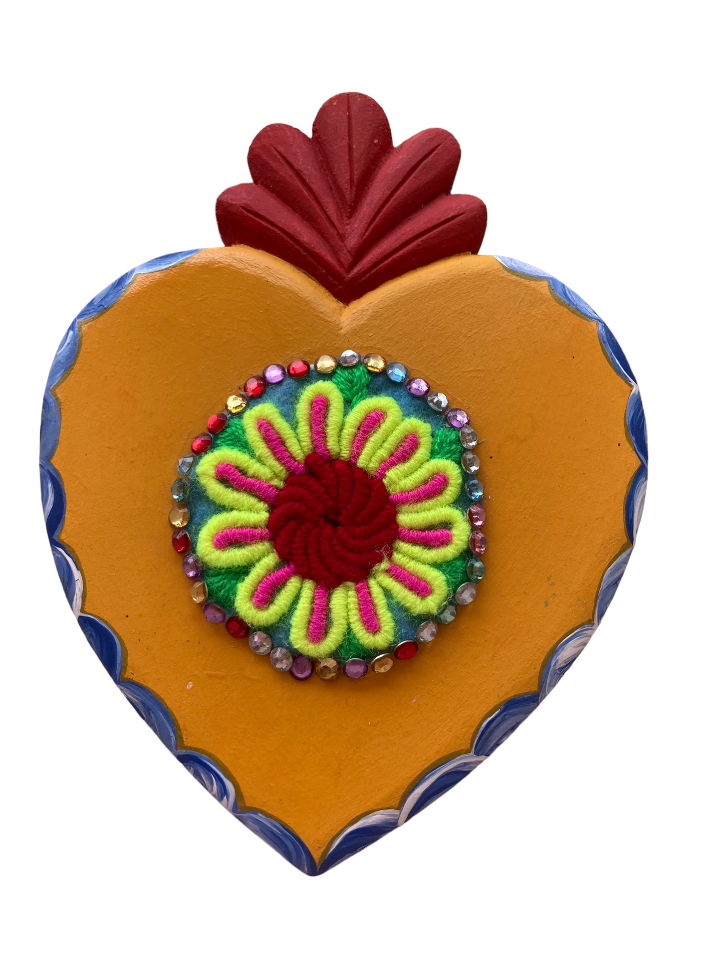 Corazón decoración madera con moño