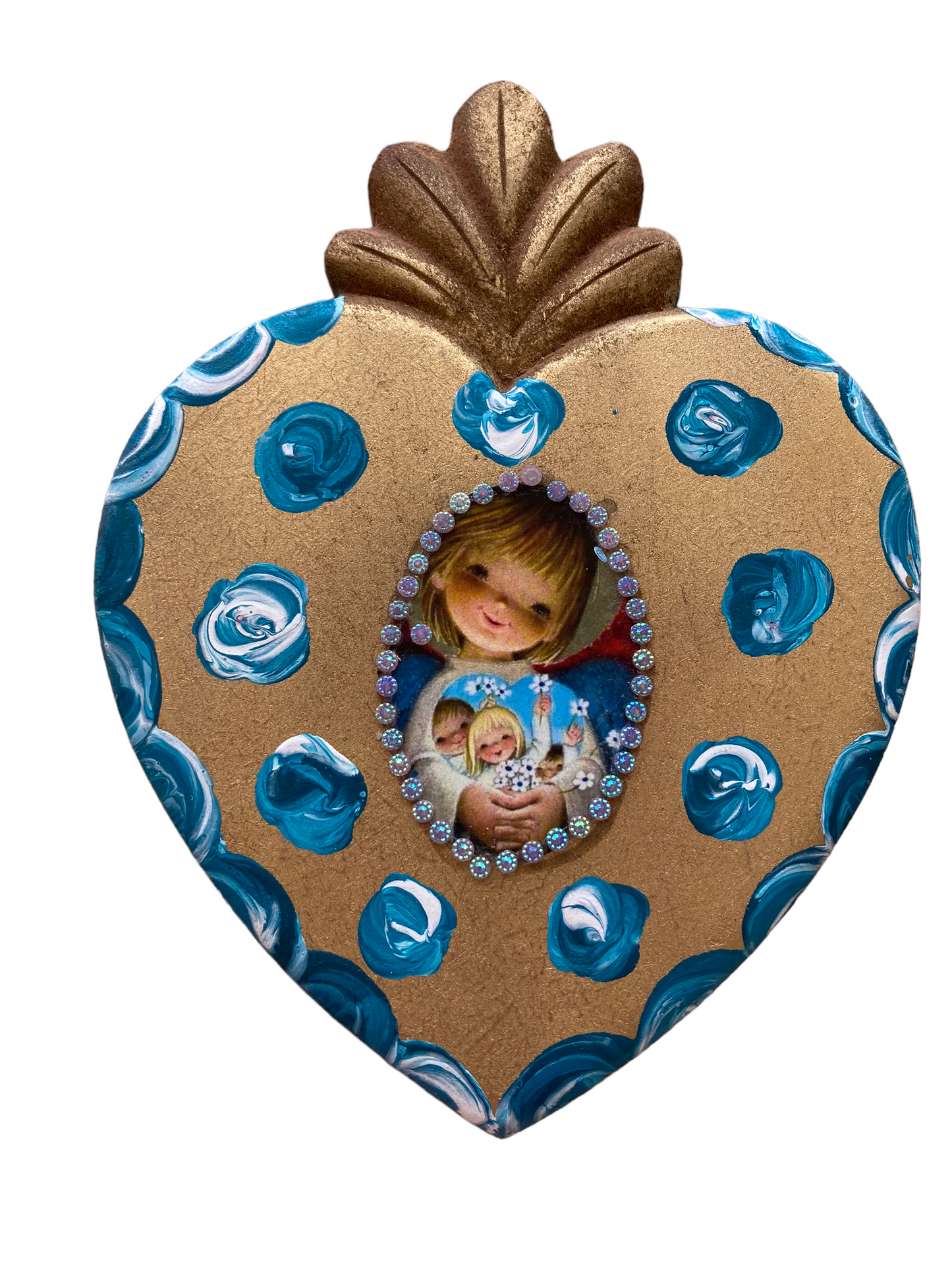 Corazón decoración madera con moño