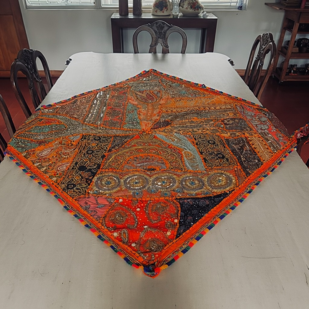 Carpeta mantel bordada