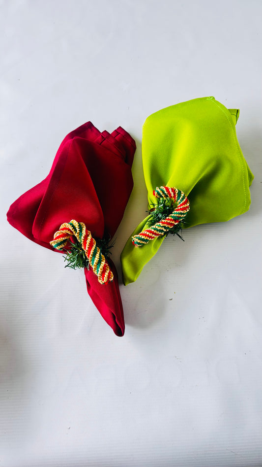 Caja de 6 servilleteros bastón  navidad