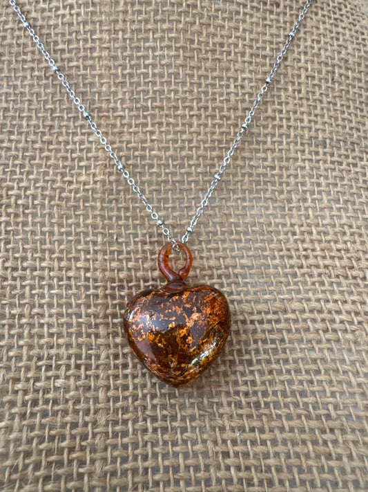 Corazón vidrio soplado  con cadena