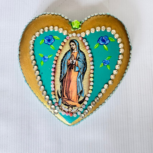Corazón decoración madera si moño virgen