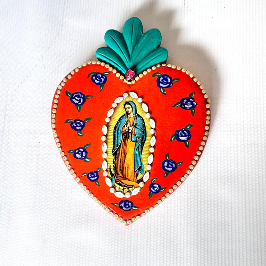 Corazón decoración moño virgen Guadalupe