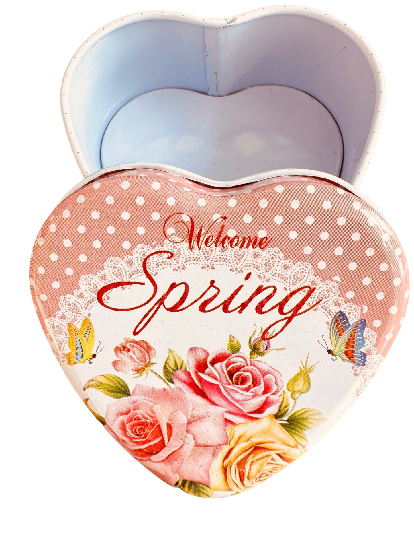 Corazón caja metálica decorada , medida 7 cm x 3/2
