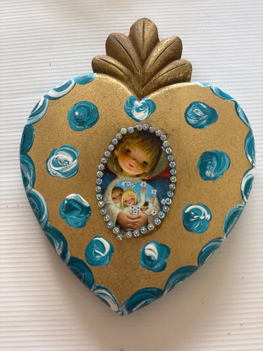 Corazón Madera angel de la guarda