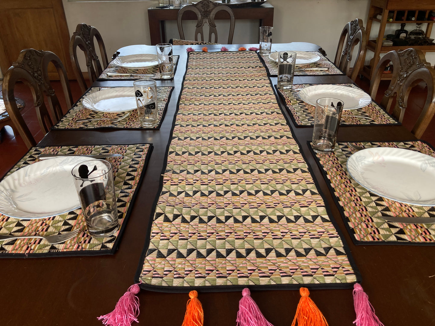 Juego Camino de mesa y individuales estera