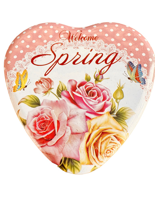 Corazón caja metálica decorada , medida 7 cm x 3/2