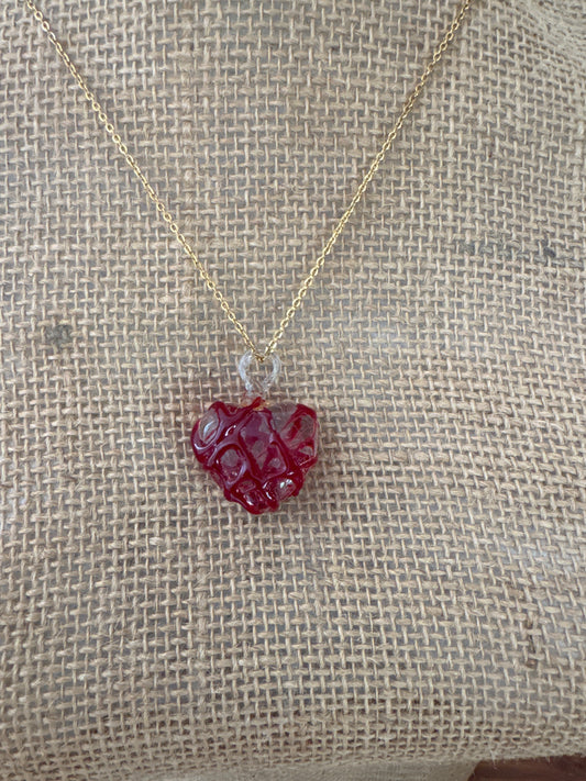Corazón vidrio soplado con cadena