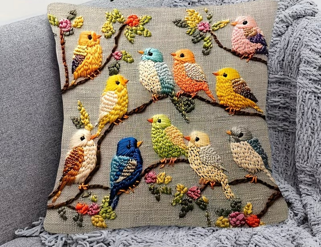 Cojín estampado pájaros