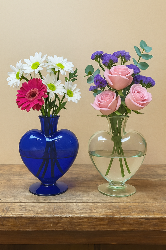 Florero corazón vidrio  o licorera Corazón  - Trasparente 18 cm