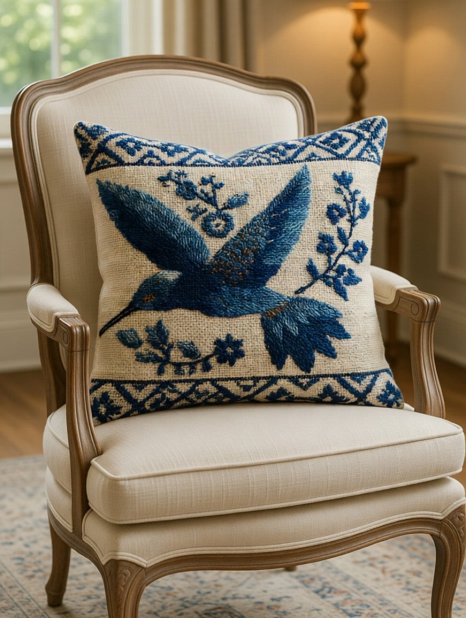 Cojín estampado azul
