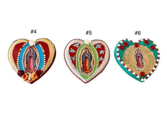 Corazón decoración madera sin moño virgen Guadalupe