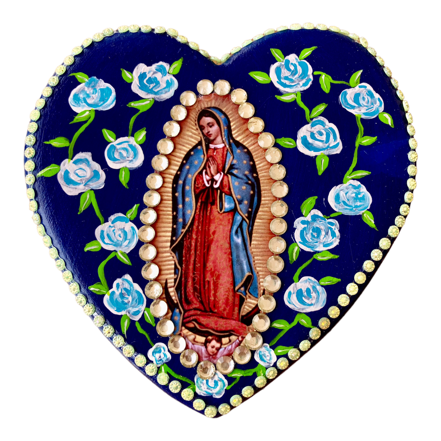 Corazón decoración madera virgen Guadalupe