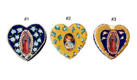 Corazón decoración madera virgen Guadalupe