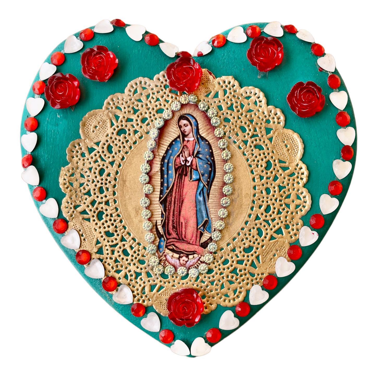 Corazón decoración madera sin moño virgen Guadalupe