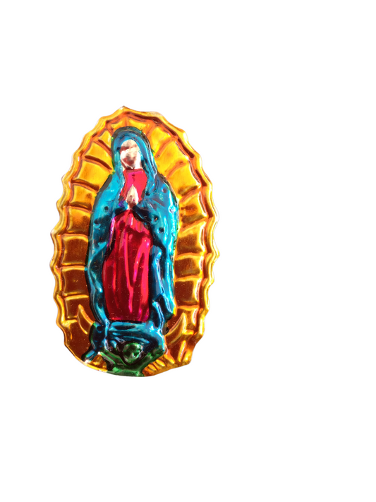 Virgen Guadalupe en latón con iman