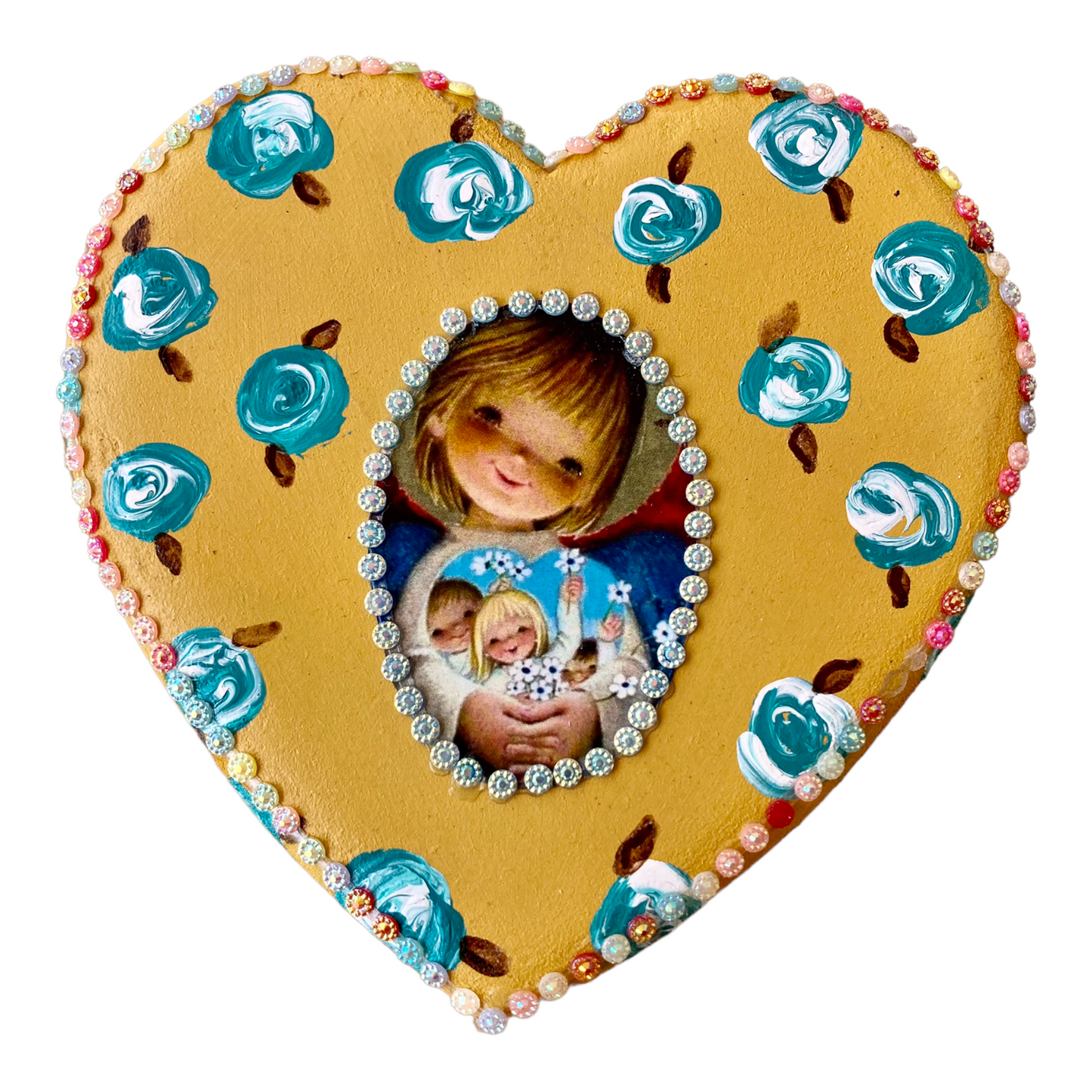 Corazón decoración madera virgen Guadalupe