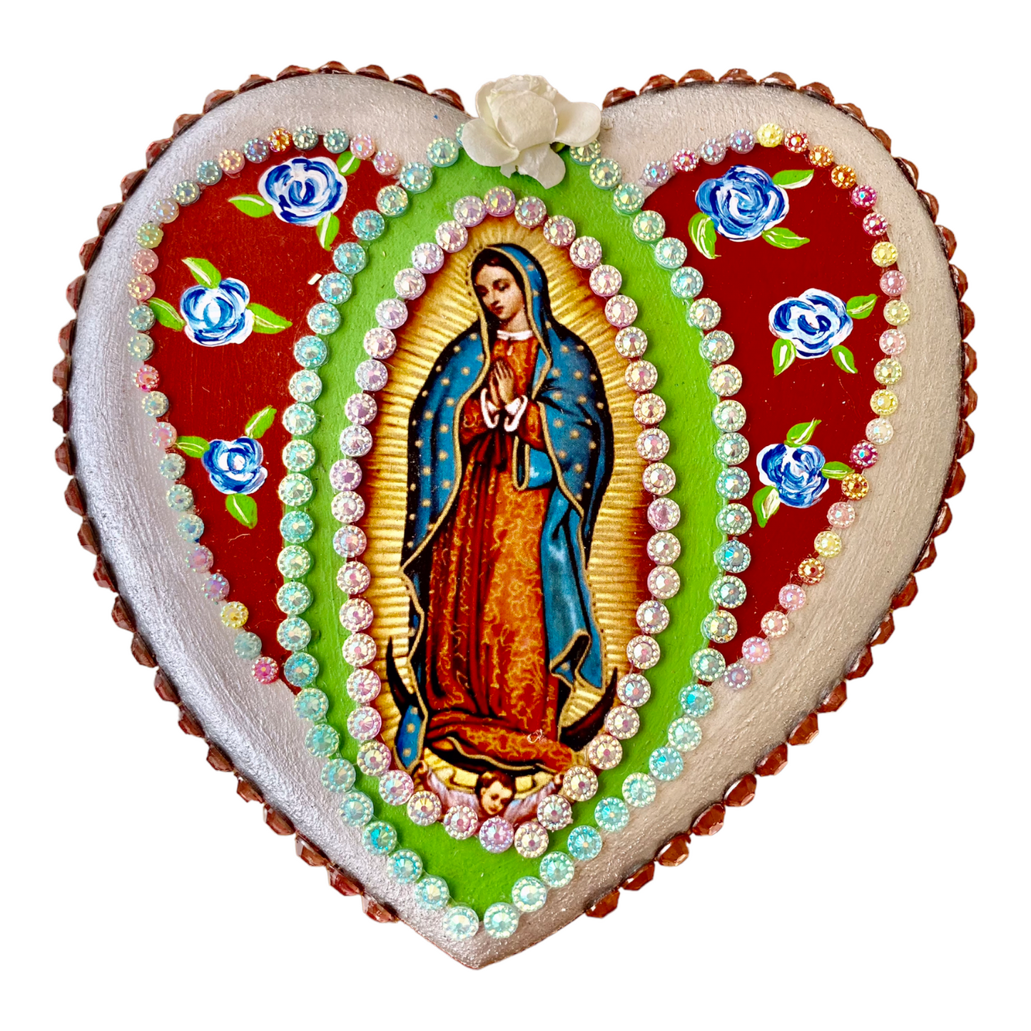 Corazón decoración madera sin moño virgen Guadalupe