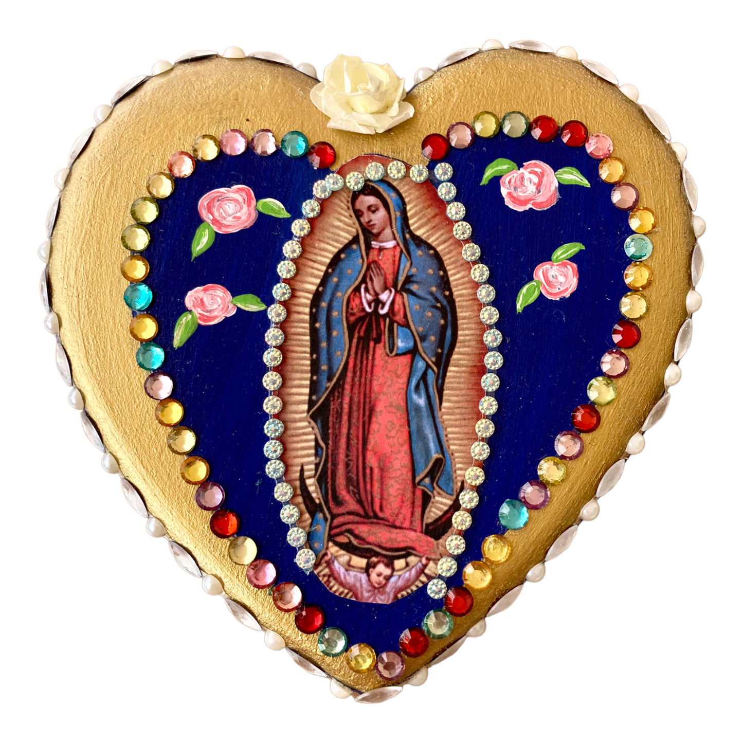 Corazón decoración madera virgen Guadalupe