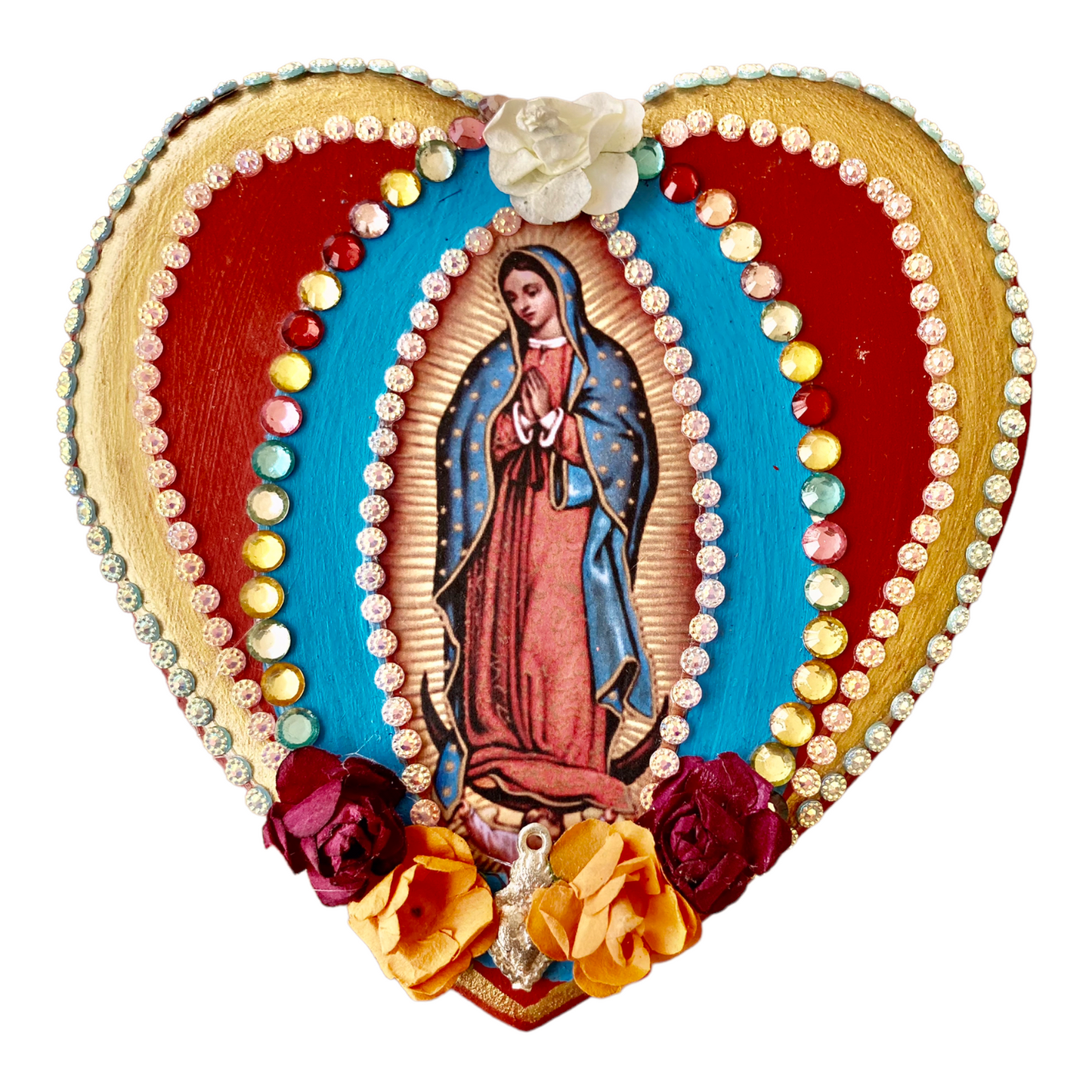 Corazón decoración madera sin moño virgen Guadalupe